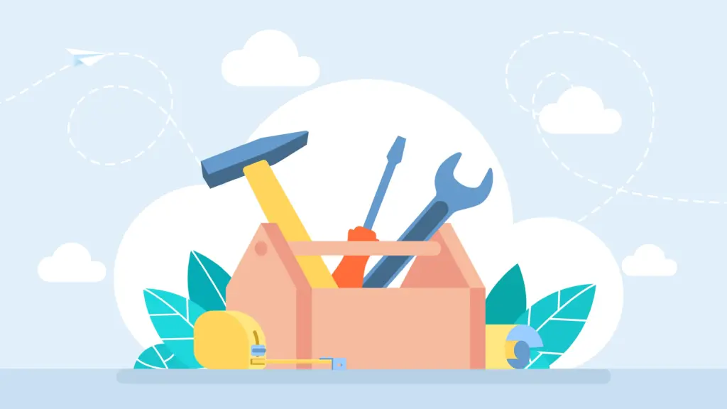 Toolbox with various tools illustration
